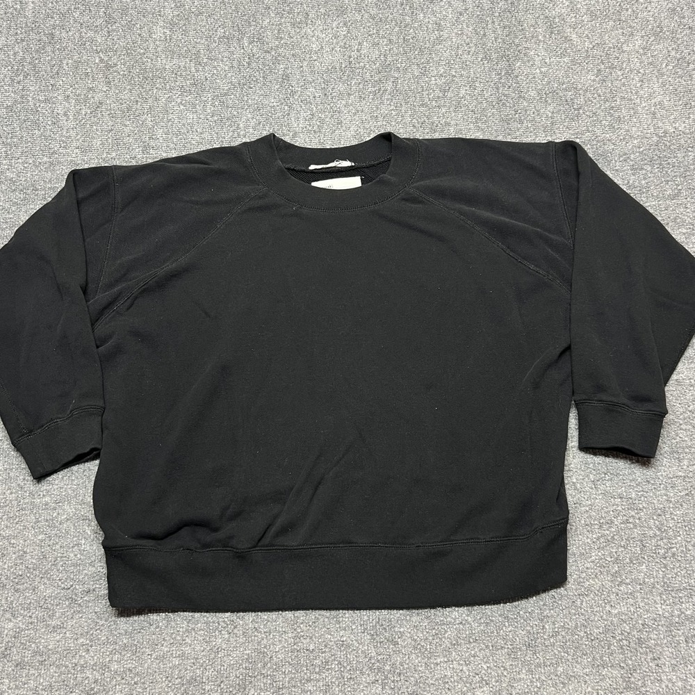 Entireworld Sweatshirt Womens XL Black Fleece Crew Neck Raglan Pullover Top